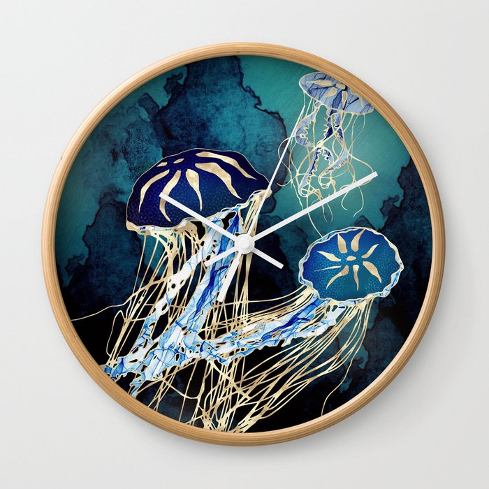 Metallic Jellyfish III Wall Clock