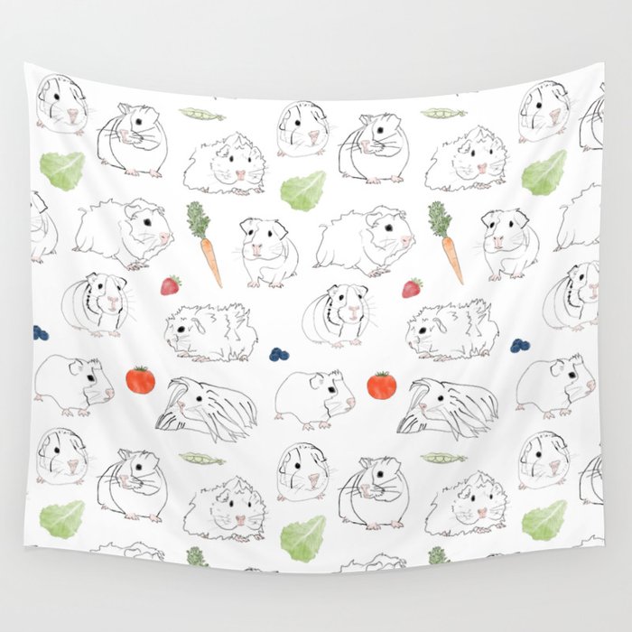 Guinea Pigs and Vegetables Wall Tapestry