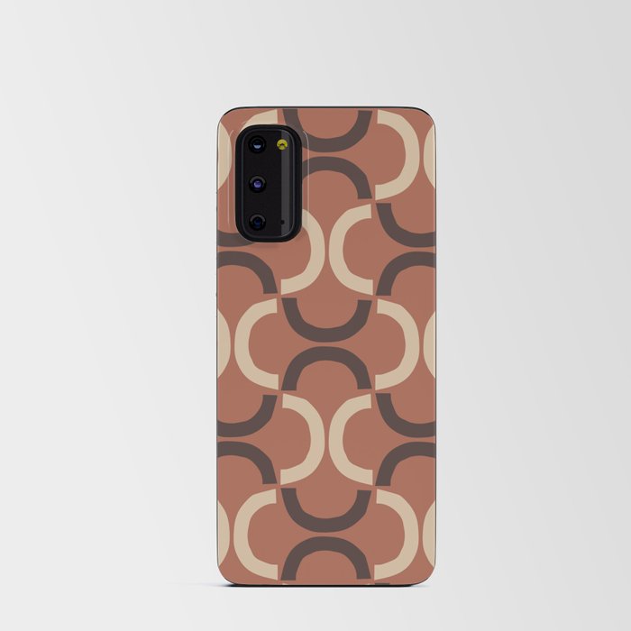 Mid Century Modern Abstract Arc Pattern 621 Brown and Beige Android Card Case