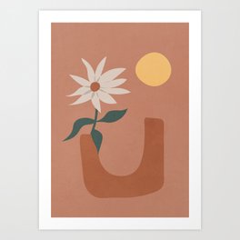 Abstract Pottery Flower 3, Brown Aesthetic Art Print