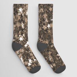 Golden bronze shimmering stars Socks