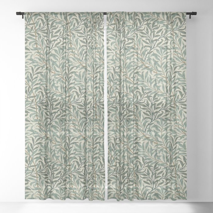 William Morris Willow Bough Cream Green Sheer Curtain