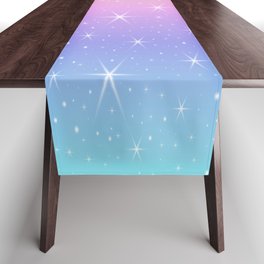 Pastel Ombre Unicorn Gradient Sparkle Pattern Table Runner