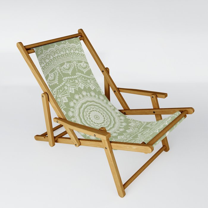 Secret garden mandala in pale green Sling Chair