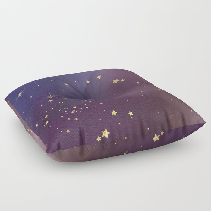 Amethyst Color with Sparkling Gold Stars Floor Pillow