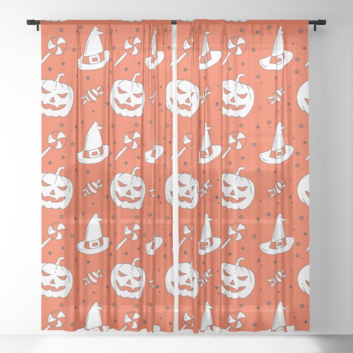 Pumpkin Witch Halloween Background Sheer Curtain