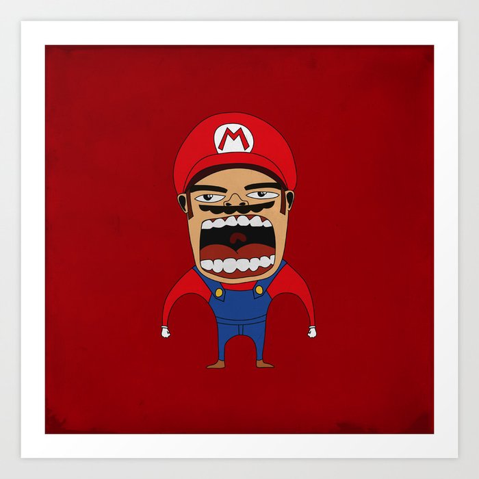 Screaming Mario Art Print