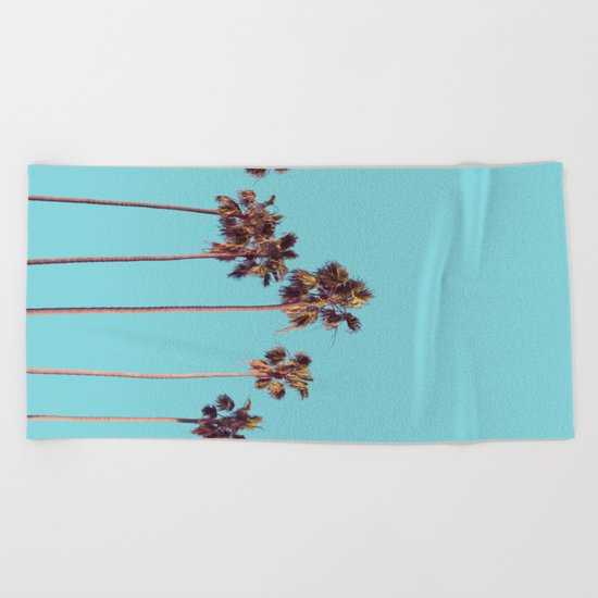 palm trees turquoise Beach Towel