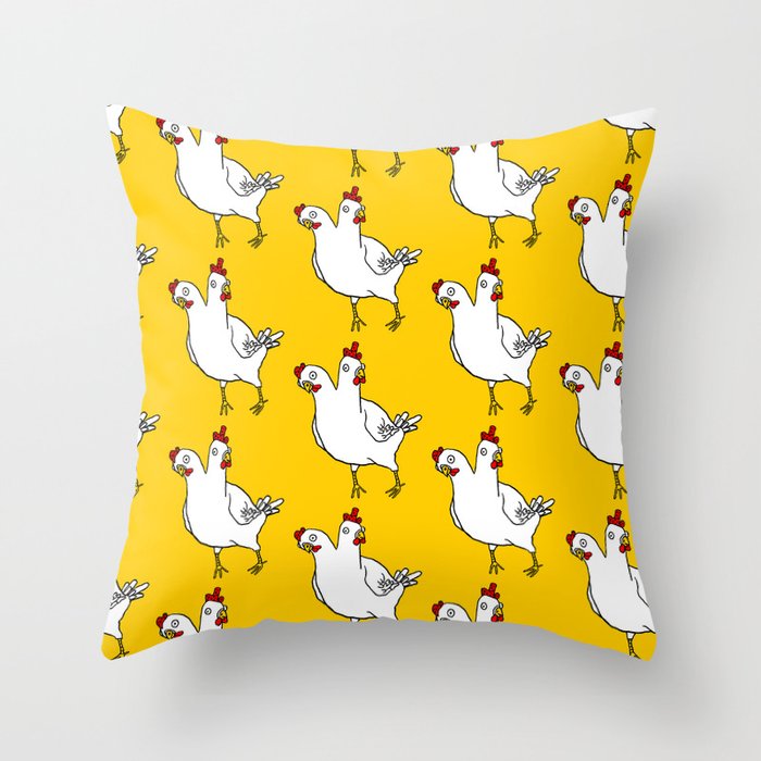 Two Headed Chicken Repeat Pattern Throw Pillow
