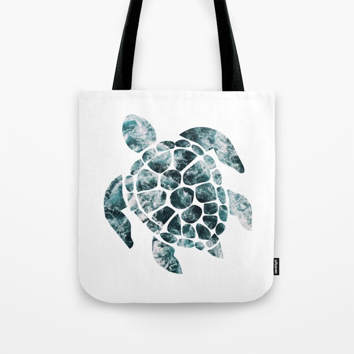 Sea Turtle - Turquoise Ocean Waves Tote Bag