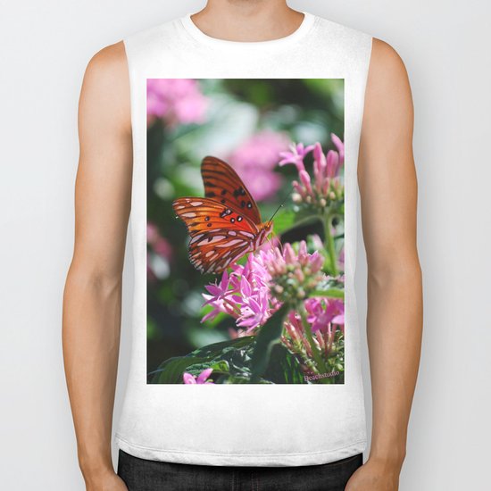Butterfly In Pink Biker Tank