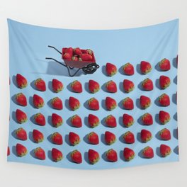 Strawberry harvesting Wall Tapestry