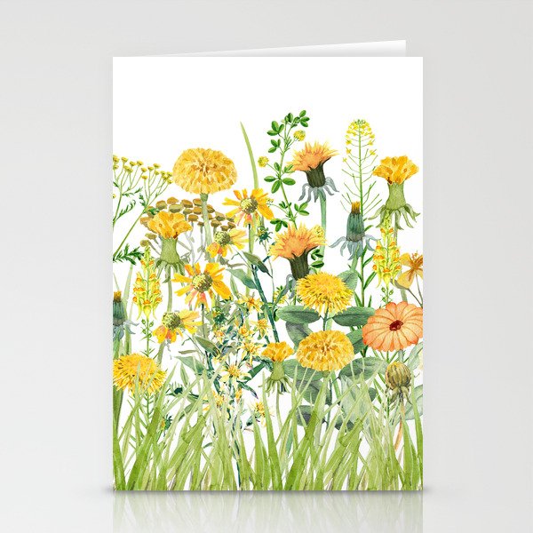 Yellow Scandinavian Wildflowers  Meadow  Stationery Cards