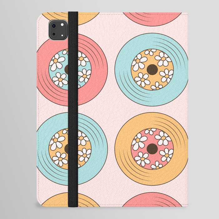 Groovy Vinyl Records, Colorful with Daisy iPad Folio Case by Bobbie Val