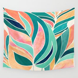Rise Up Tropical Leaf Illustration Wall Tapestry