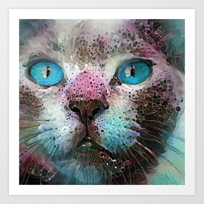 Aquarius Cat Art Print