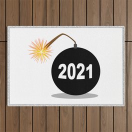 Cartoon 2021 New Years Bomb Outdoor Rug