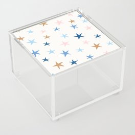 Festive stars - blue golden pink Acrylic Box