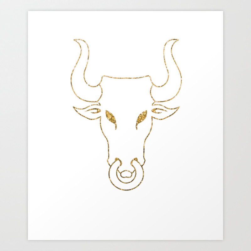 Gold Bull Head Silhouette Art Print By Elleartistry Society6