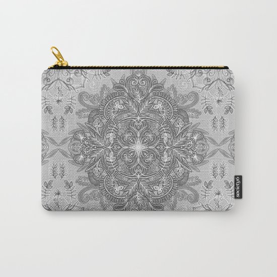Vintage Winter Monochrome Doodle Carry-All Pouch