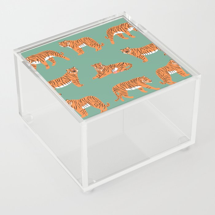 Year of the Tiger Orange and Green Acrylic Box