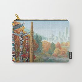 Vancouver Two Worlds Collide Landscape Painting Carry-All Pouch | Canada, Landmark, Canadian, Beautiful, Painting, Landscape, Firstnations, Art, Architecture, Souvenir 