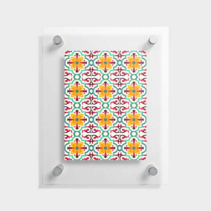 N235 - Floral Oriental Traditional Andalusian  Moroccan Style Floating Acrylic Print