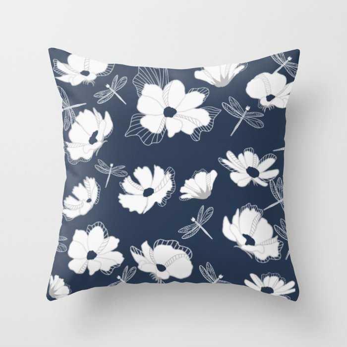 Artistic Cosmos and dragonflies Throw Pillow