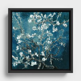 Van Gogh Almond Blossoms : Dark Teal Framed Canvas