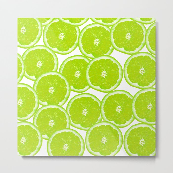 Summer Citrus Lime Slices Metal Print