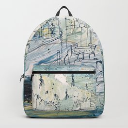 Street cafe drawing on abstract painting #1 Backpack