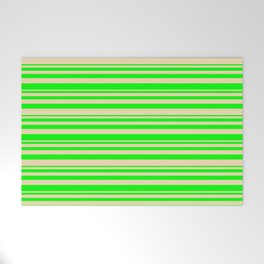 [ Thumbnail: Lime & Tan Colored Lined Pattern Welcome Mat ]
