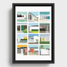 Midcentury Vintage Architecture Inspired by the Palm Springs Desert and Modern California Style Framed Canvas
