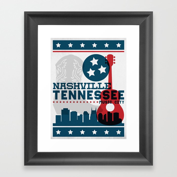 Nashville Tennessee Music City - Hatch Show Print Framed Art Print