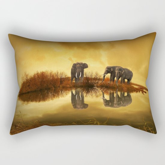 The Herd (Elephants) Rectangular Pillow