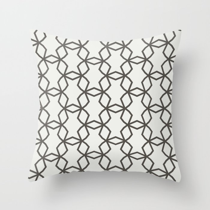 Brown And White Abstract Shape Pattern 2021 Color of the Year Urbane Bronze and Extra White Throw Pillow