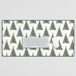 Christmas trees with Gold ornaments - repeat pattern Desk Mat