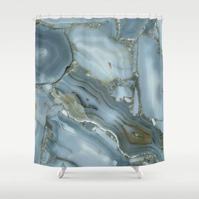 Elegant Milky Blue Marble  Shower Curtain
