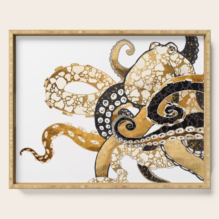 Metallic Octopus Serving Tray by SpaceFrogDesigns Society6