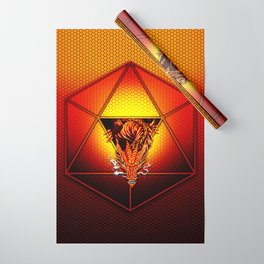 d20 Lucky Dragon Wrapping Paper | Tabletop, Game, Dragons, Graphicdesign, Fire, Dungeons, Dice, Lucky, Rpg, Gamer 