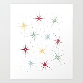 Colorful Atomic Starburst Mid Century Pattern Art Print