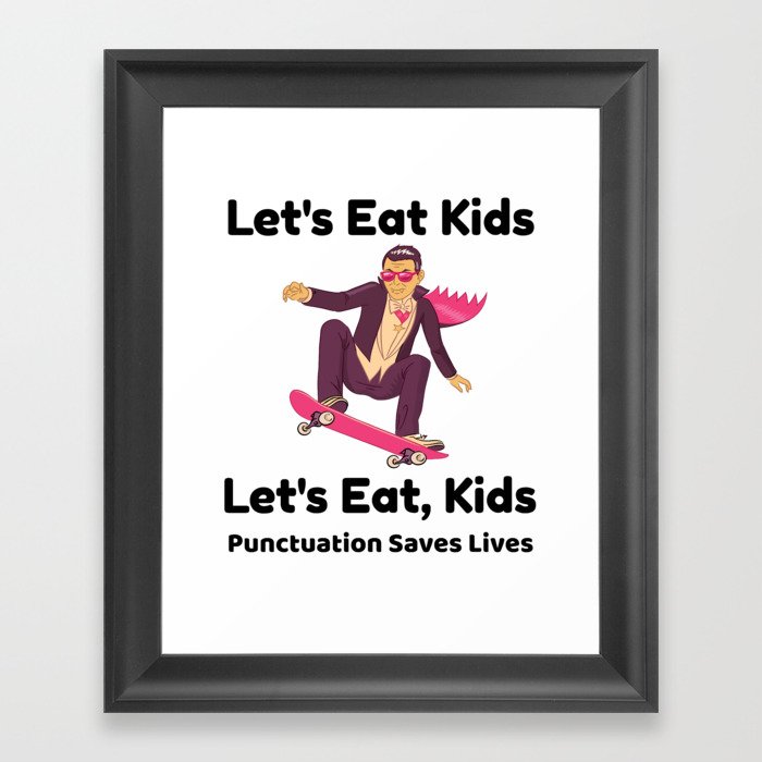 Punctuation Saves Lives Halloween Framed Art Print