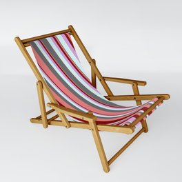 [ Thumbnail: Colorful Dim Gray, Light Coral, Maroon, Plum, and Light Cyan Colored Stripes/Lines Pattern Sling Chair ]
