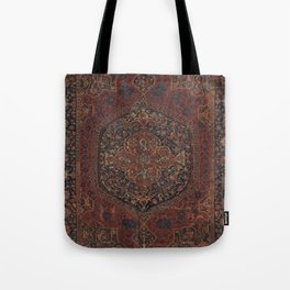 Boho Chic Dark I // 17th Century Colorful Medallion Red Blue Green Brown Ornate Accent Rug Pattern Tote Bag