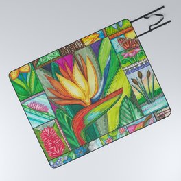 Bird of Paradise Quilt Square Note Picnic Blanket