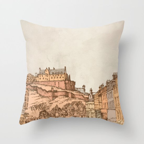 Tea in Edinburgh Throw Pillow