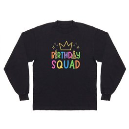 Colorful Birthday Squad Cute Doodle Bday Crew Long Sleeve T-shirt