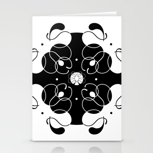 Floral Octagon in Black Stationery Cards
