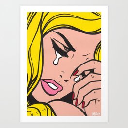 Blonde Crying Comic Girl Art Print