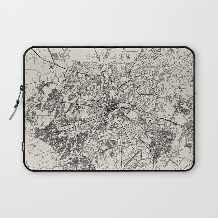 Harare, Zimbabwe - City Map - Black&White Laptop Sleeve